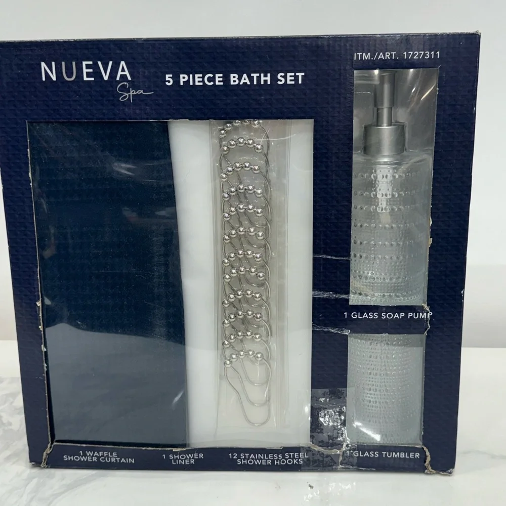 Nueva Spa 5 piece Bath Set Nave Blue New